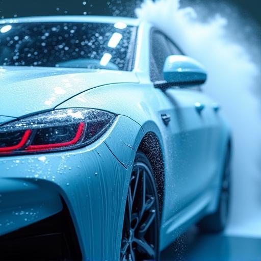 Automatic brushes cleaning car exterior